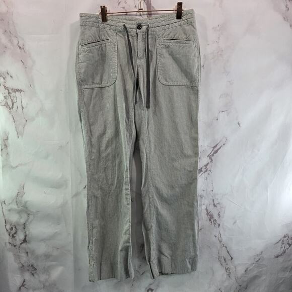 The North Face Pants Womens 4 Small Gray White Linen Pinstripe Striped Larison - Picture 1 of 11